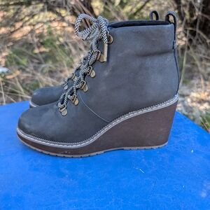 Toms Black Wedge Ankle Boots